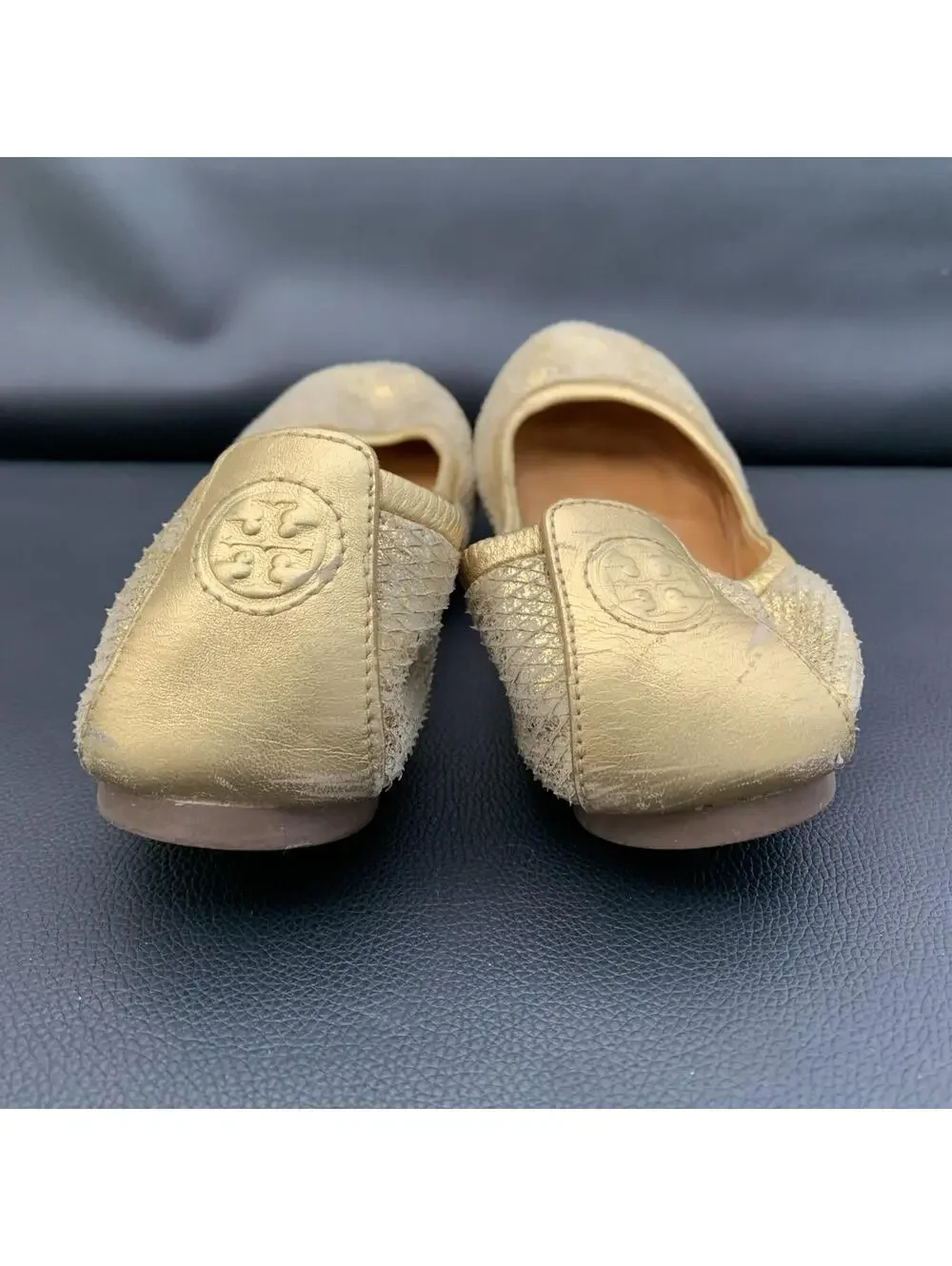 Tory Burch Gold Ballet Flats Sz 8 Womens